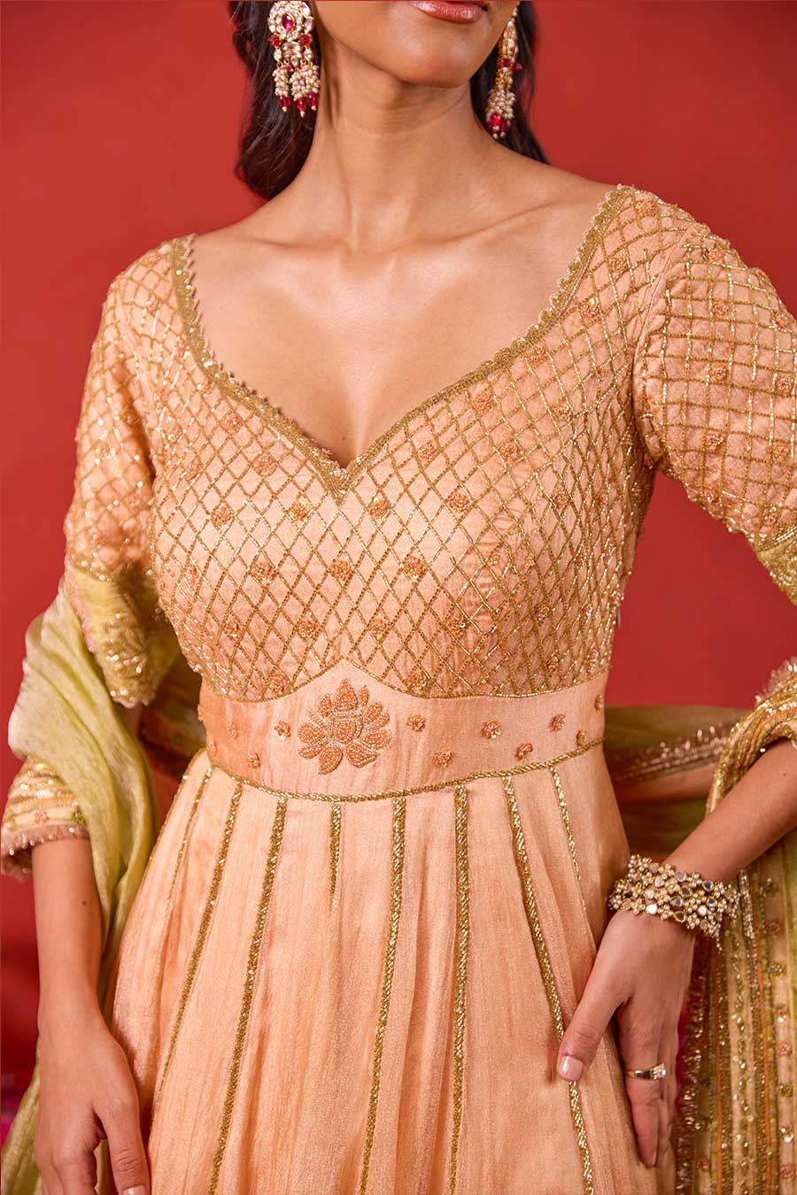 Inaayat Peach Embroidered Anarkali Set