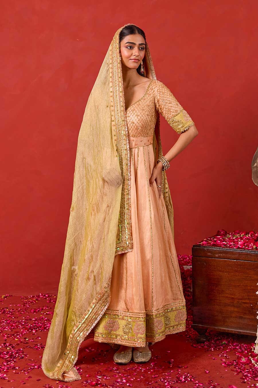 Inaayat Peach Embroidered Anarkali Set