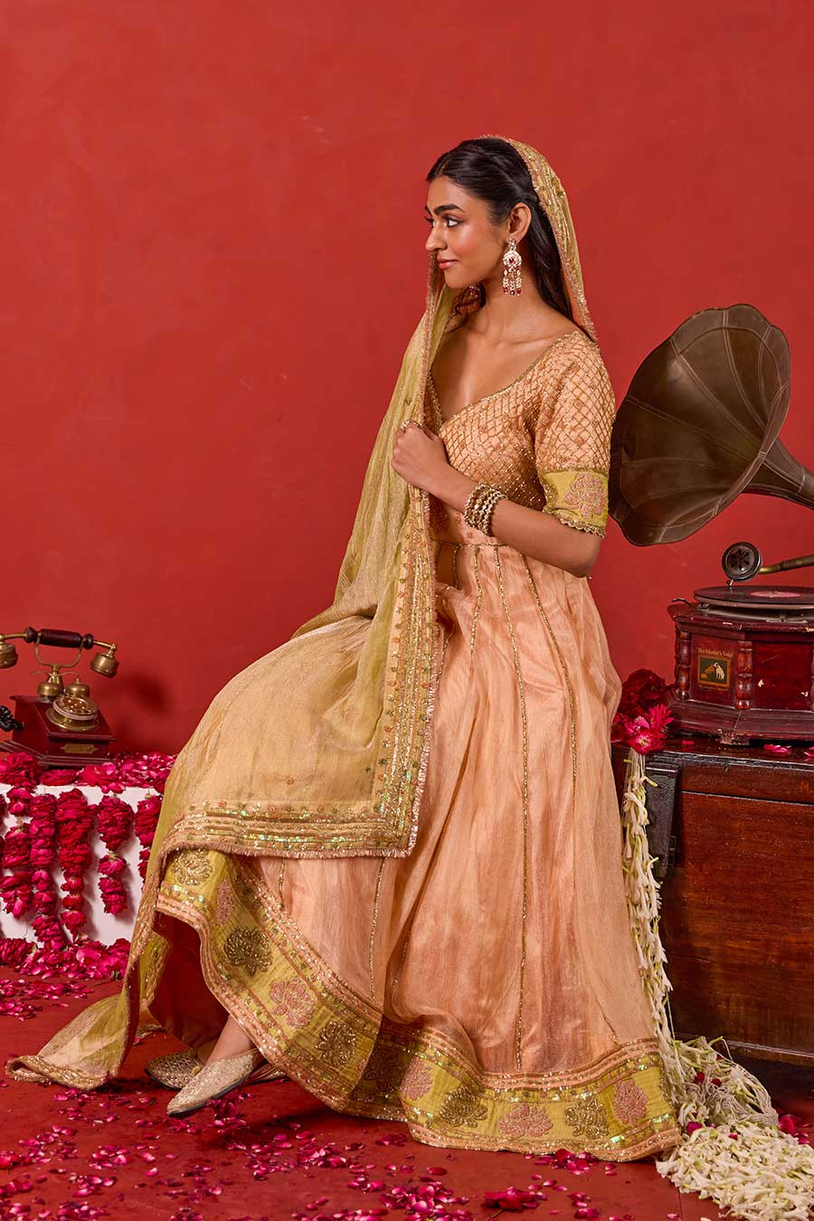 Inaayat Peach Embroidered Anarkali Set