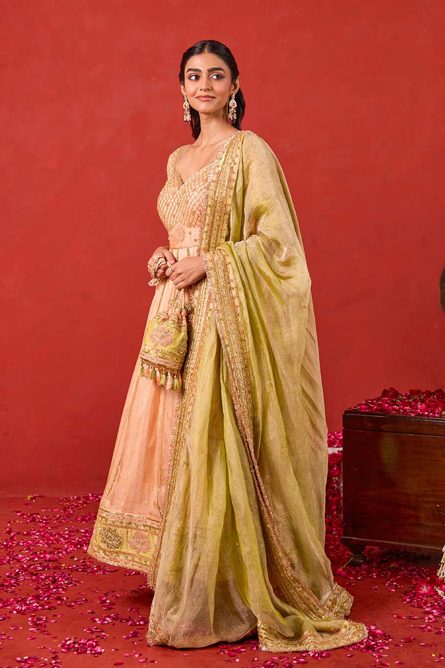 Inaayat Peach Embroidered Anarkali Set