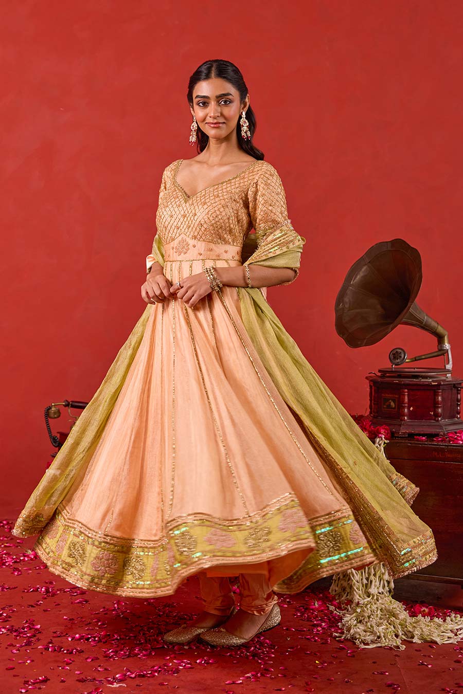 Inaayat Peach Embroidered Anarkali Set