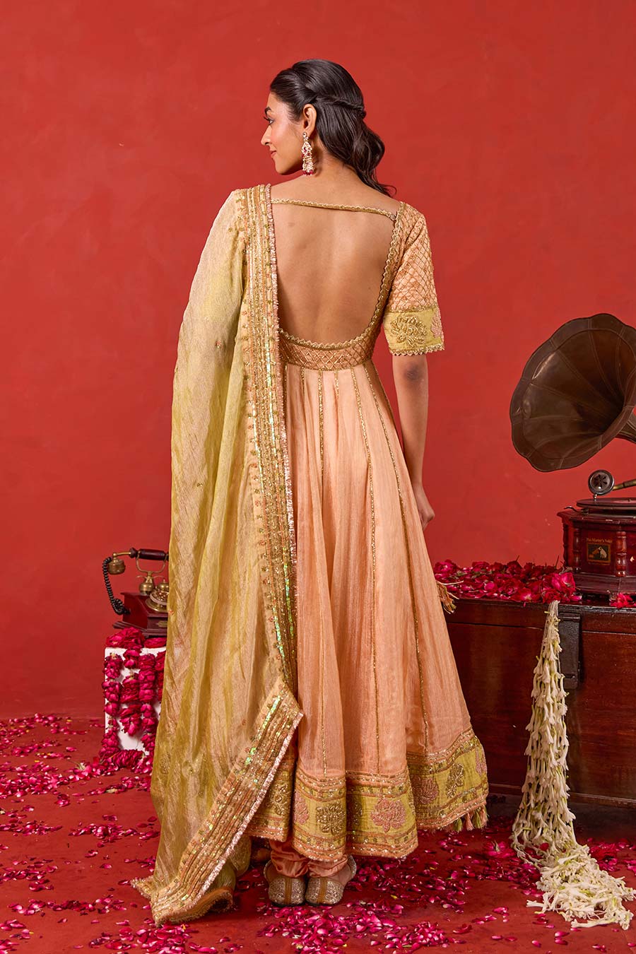 Inaayat Peach Embroidered Anarkali Set