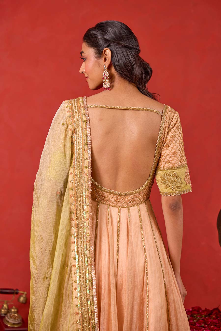 Inaayat Peach Embroidered Anarkali Set