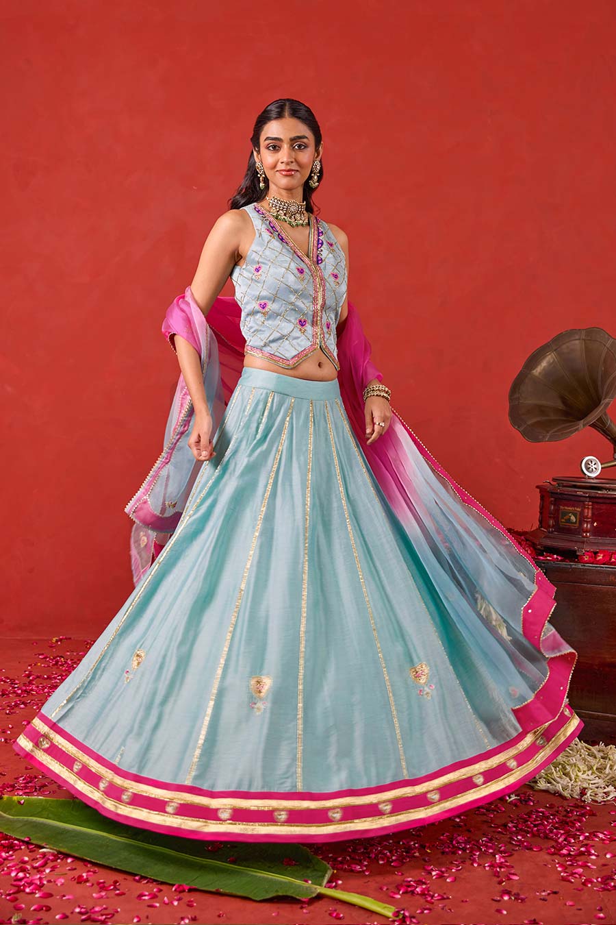 Aayat Blue Embroidered Lehenga Set