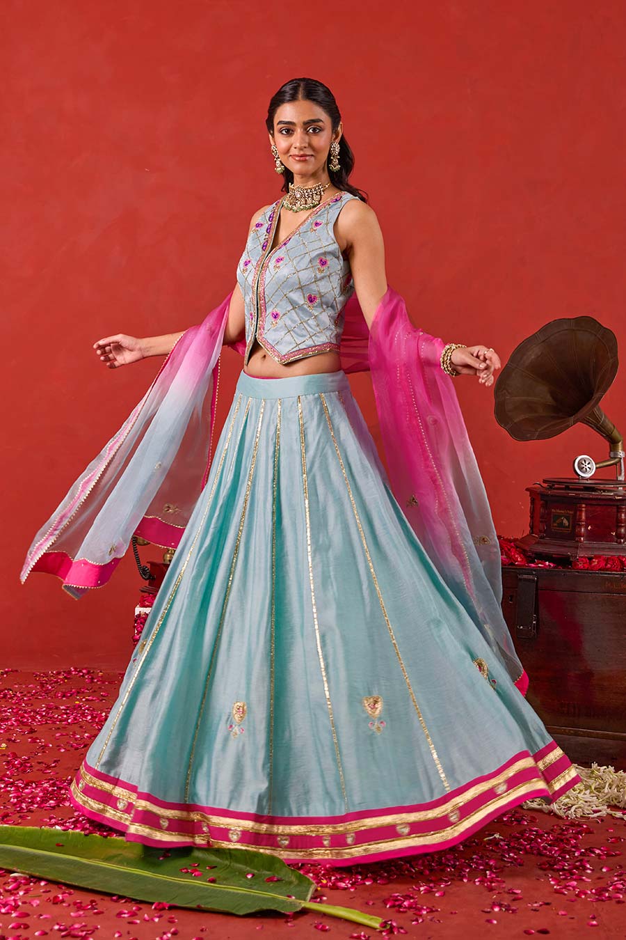 Aayat Blue Embroidered Lehenga Set