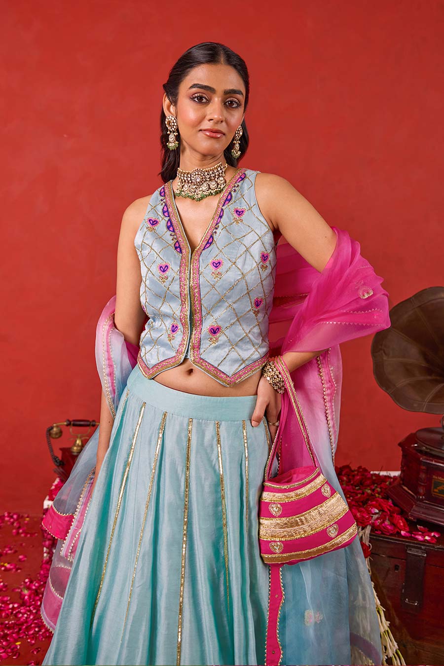 Aayat Blue Embroidered Lehenga Set