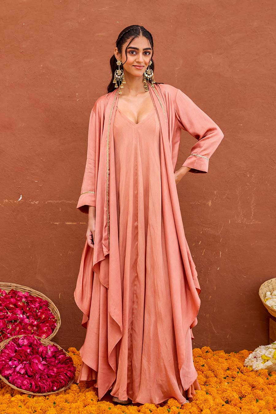 Taru Terracotta Dress & Jacket Co-Ord Set