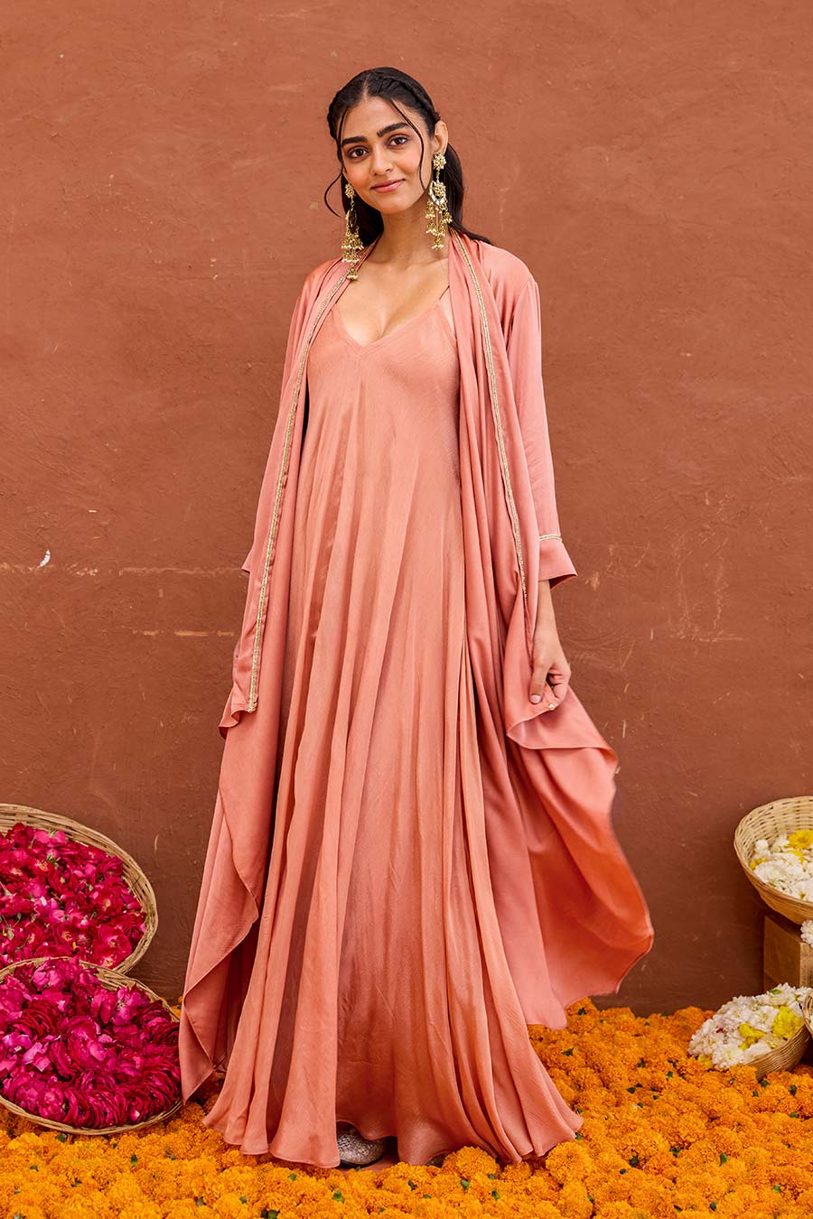 Taru Terracotta Dress & Jacket Co-Ord Set