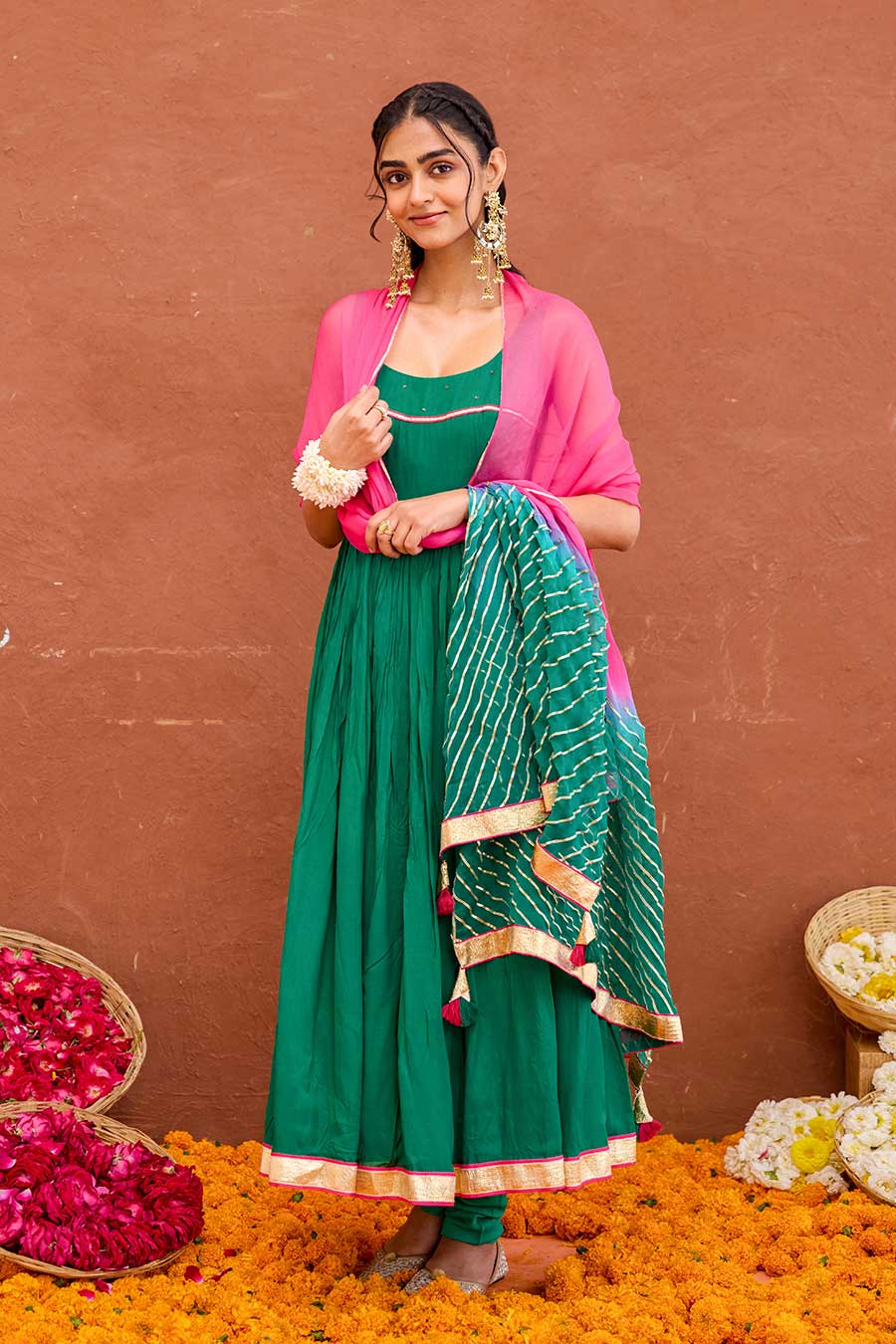 Aarna Green Embroidered Anarkali Kurta Set