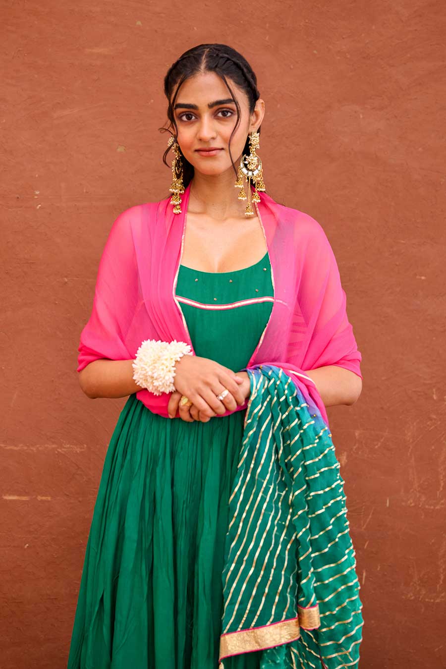 Aarna Green Embroidered Anarkali Kurta Set