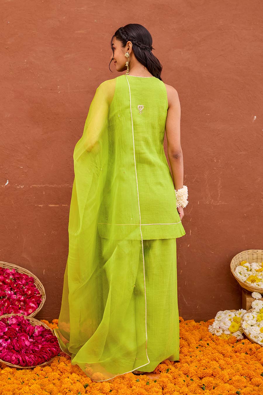 Harini Lime Green Chanderi Silk Kurta Set