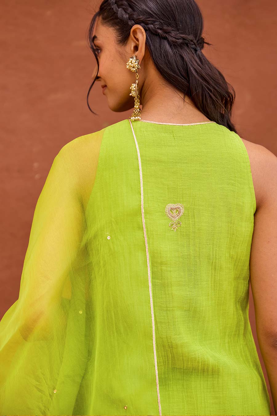Harini Lime Green Chanderi Silk Kurta Set
