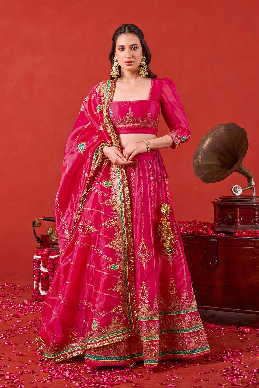 Nayaab Pink Embroidered Lehenga Set
