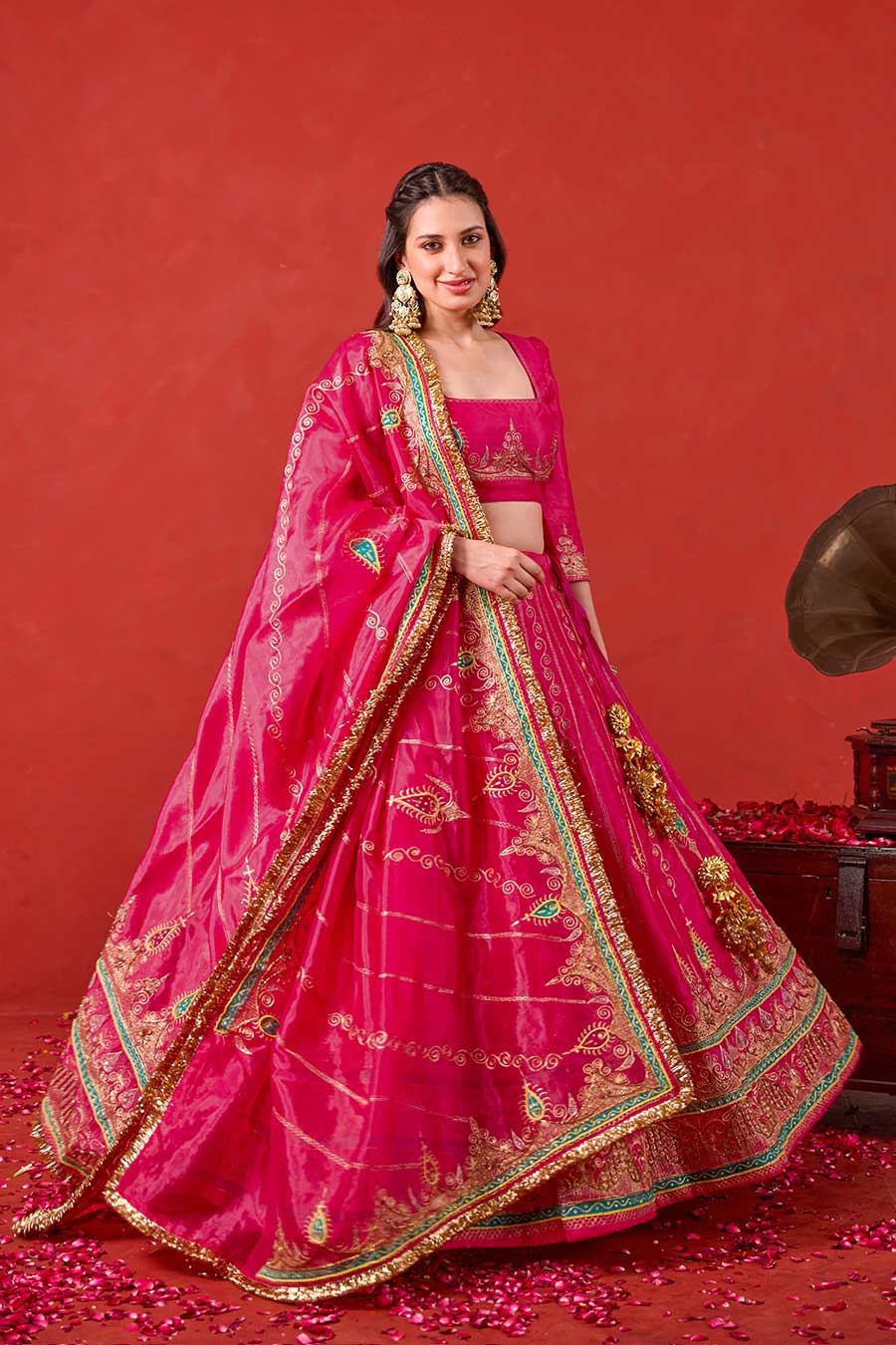 Nayaab Pink Embroidered Lehenga Set