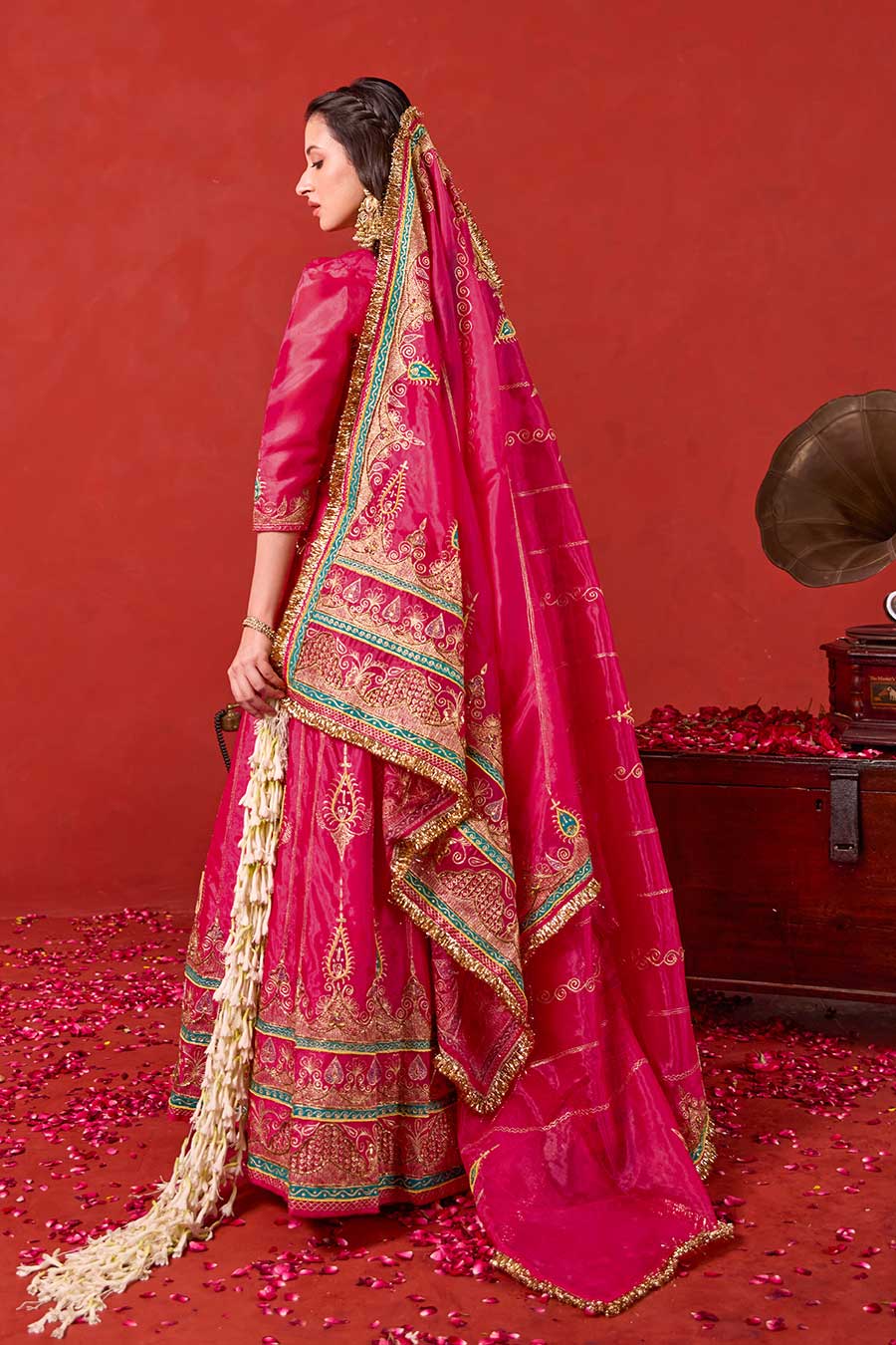 Nayaab Pink Embroidered Lehenga Set
