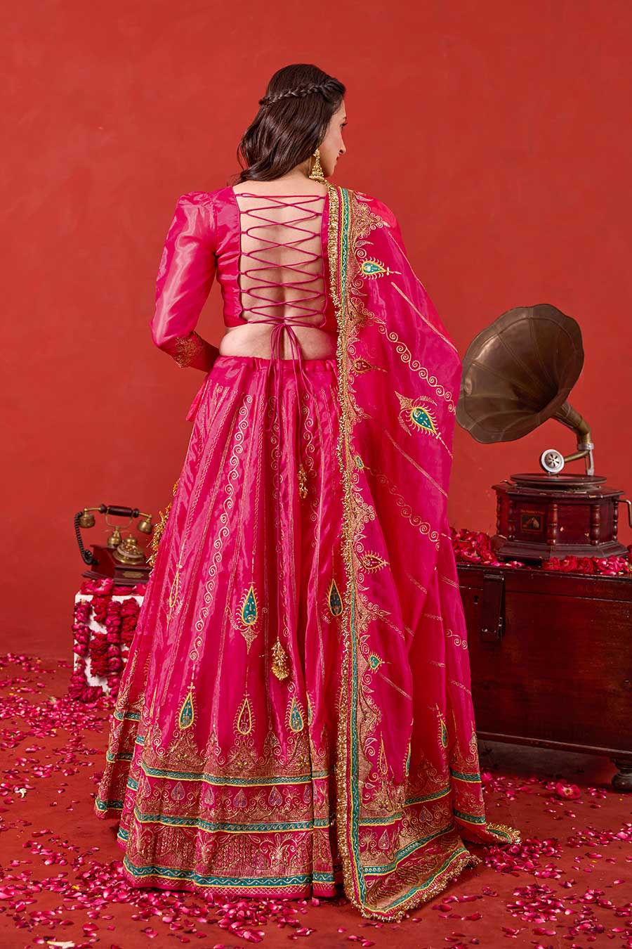 Nayaab Pink Embroidered Lehenga Set
