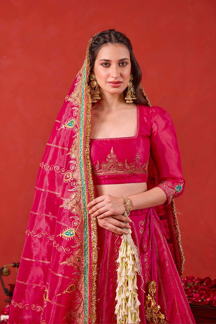 Nayaab Pink Embroidered Lehenga Set