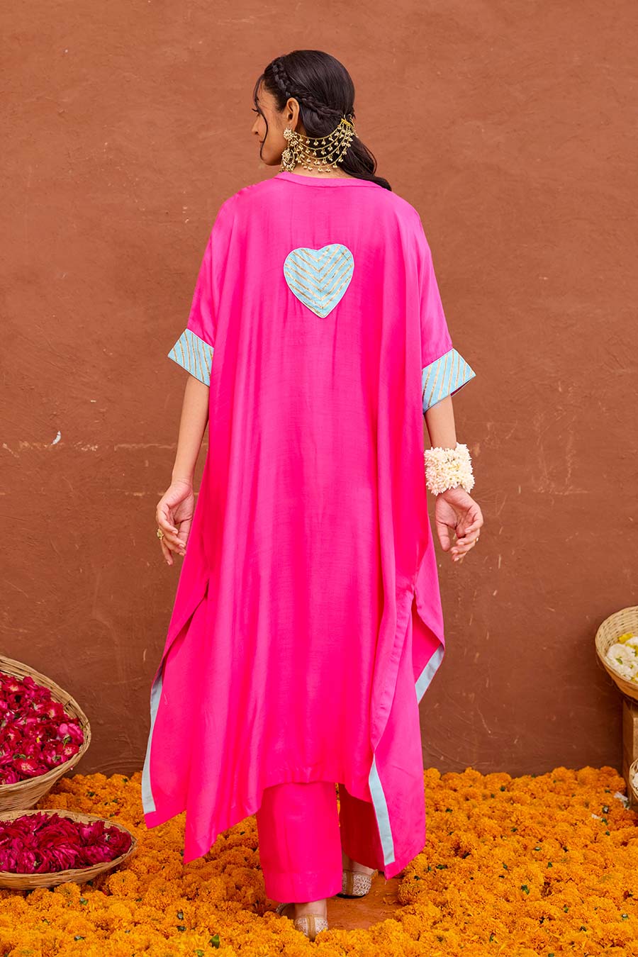 Aira Pink Gota Embroidered Kaftan Co-Ord Set