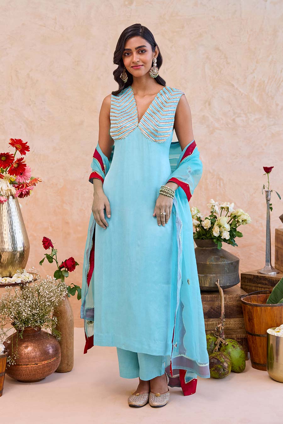 Vaidehi Blue Embroidered Kurta Set