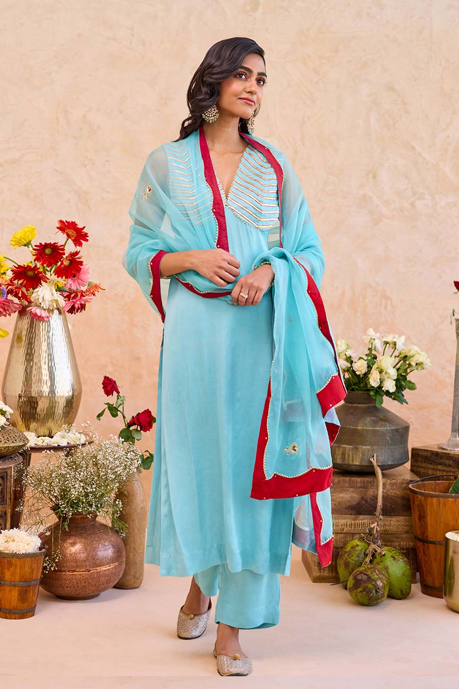Vaidehi Blue Embroidered Kurta Set