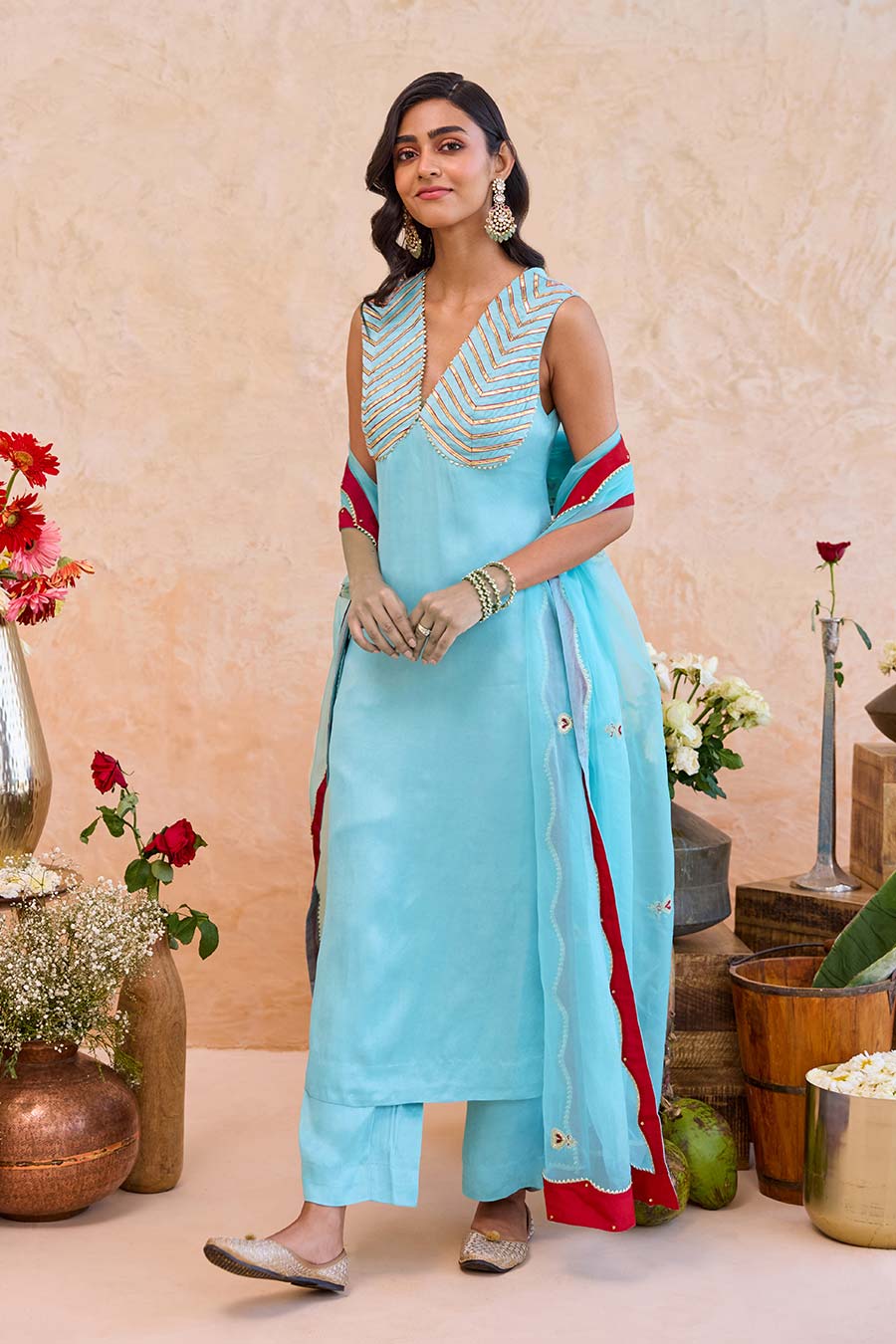 Vaidehi Blue Embroidered Kurta Set