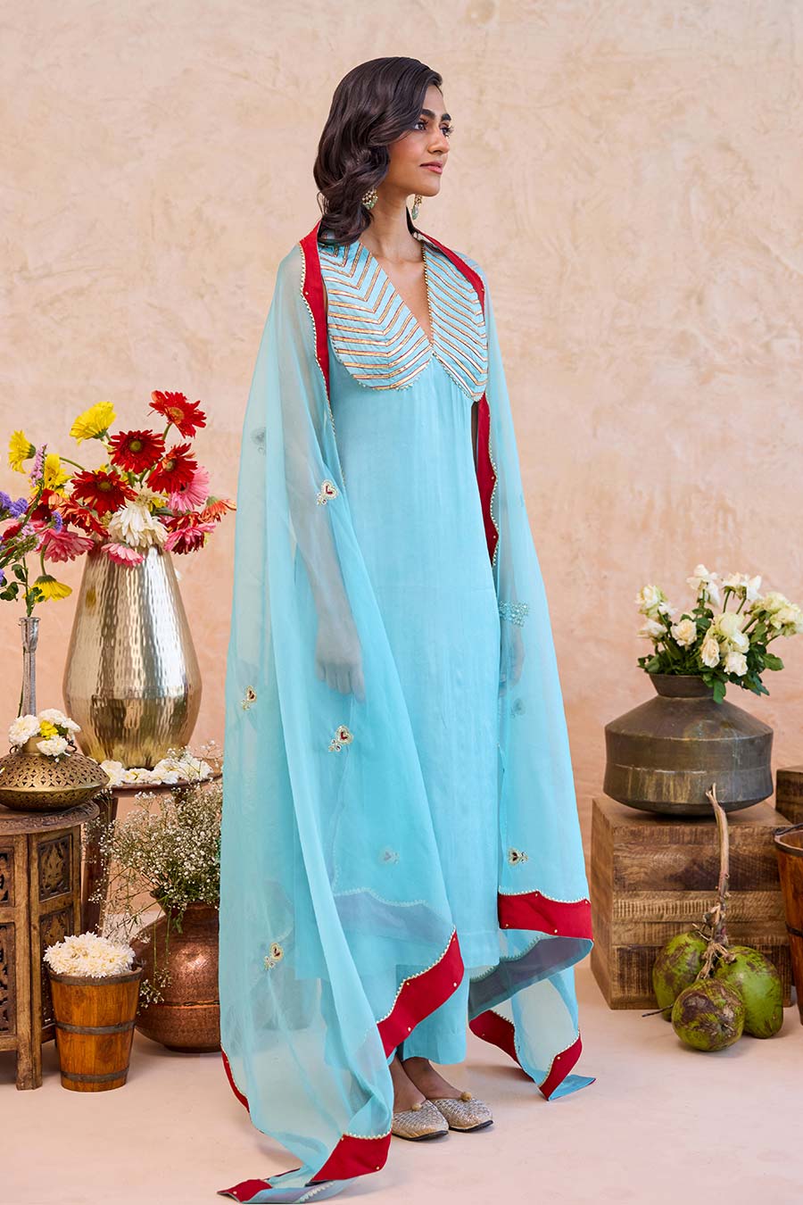 Vaidehi Blue Embroidered Kurta Set