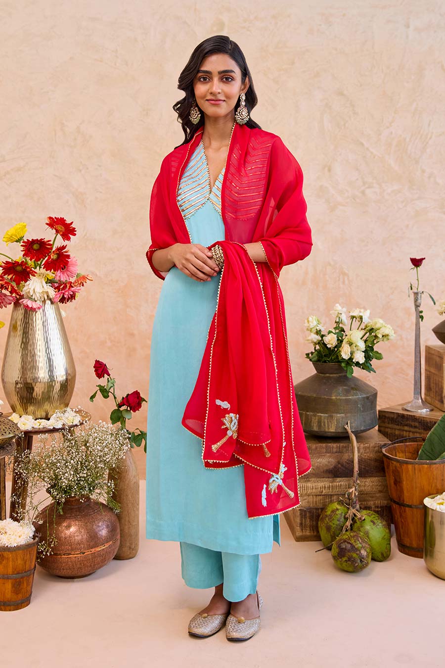 Noorani Blue Embroidered Kurta Set