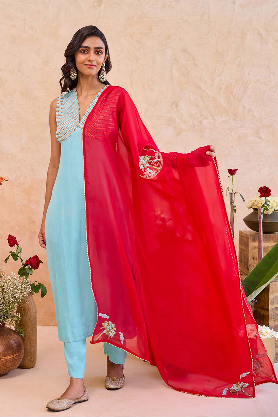 Noorani Blue Embroidered Kurta Set