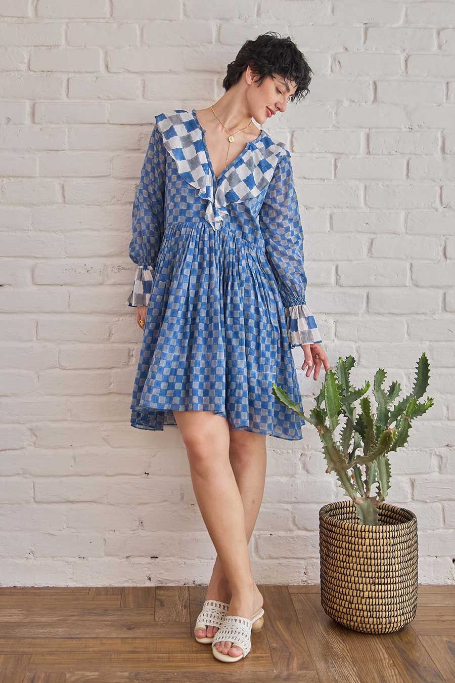 Azure Tides Blue Handblock Print Cotton Dress