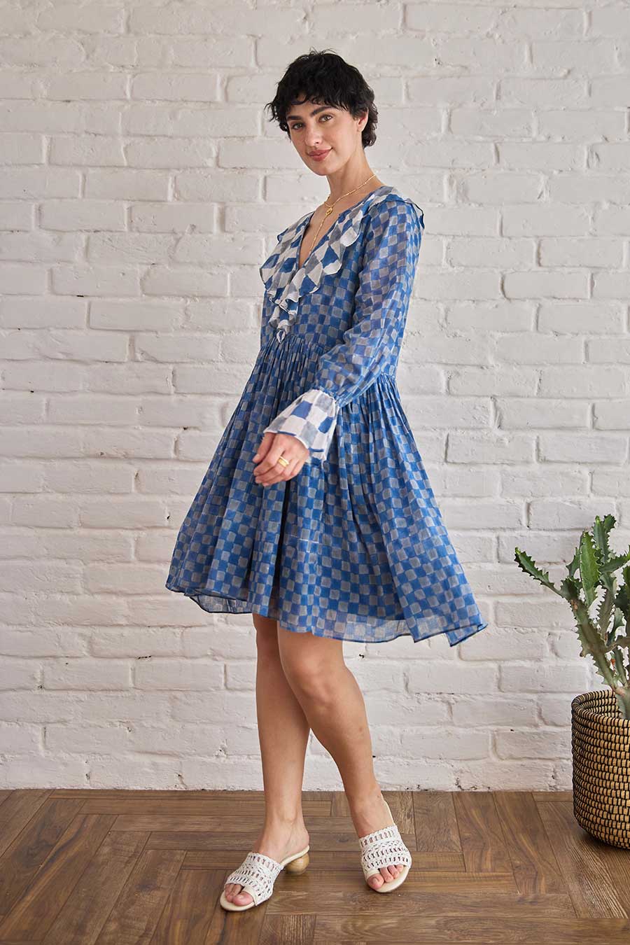 Azure Tides Blue Handblock Print Cotton Dress
