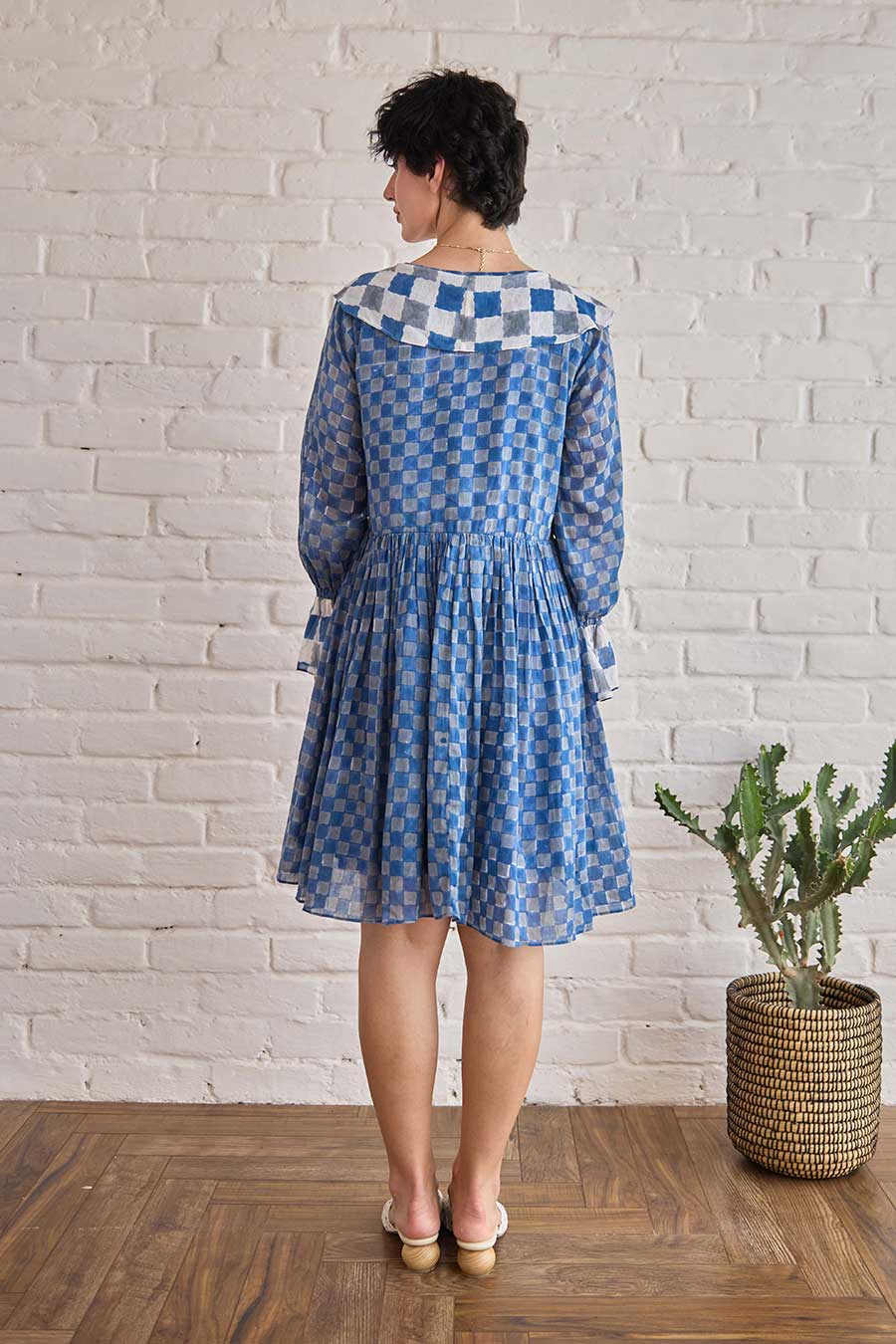 Azure Tides Blue Handblock Print Cotton Dress