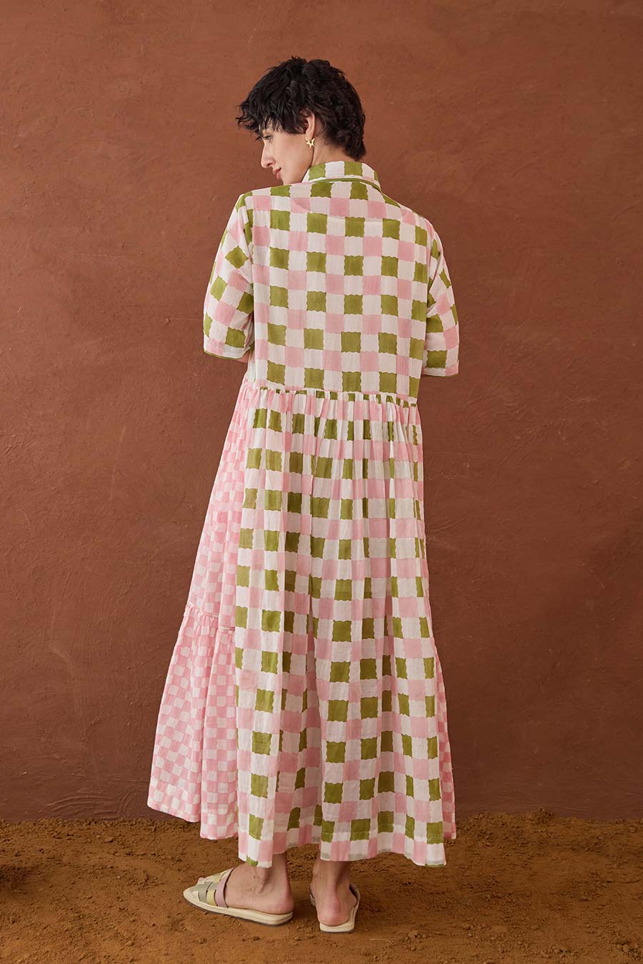Spring Mosaic Handblock Print Shirt Dress