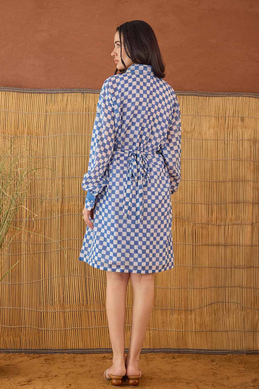 Indigo Breeze Handblock Print Shirt Dress