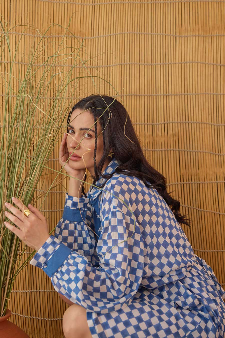 Indigo Breeze Handblock Print Shirt Dress