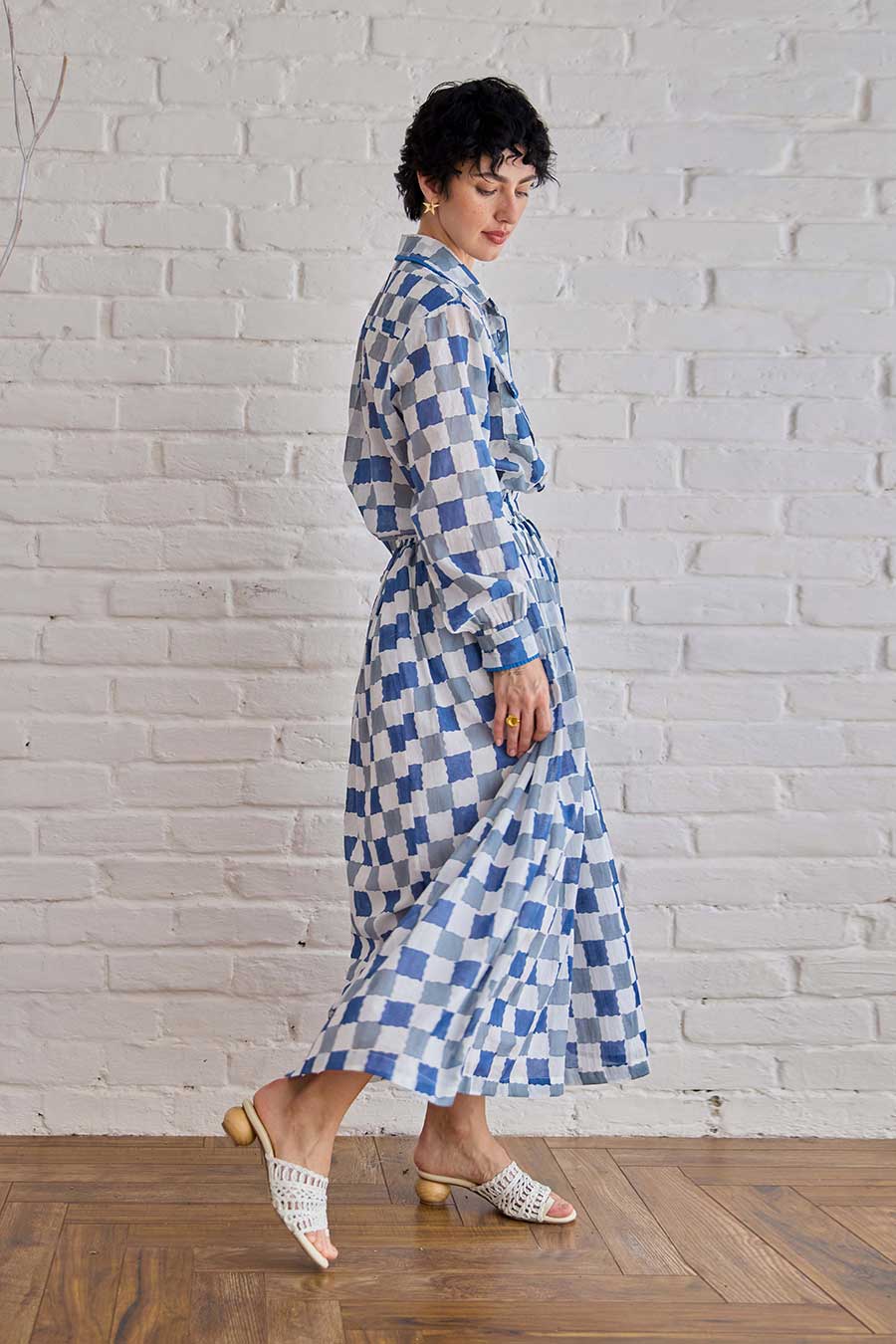 Blue Pixel Handblock Print Cotton Co-Ord Set