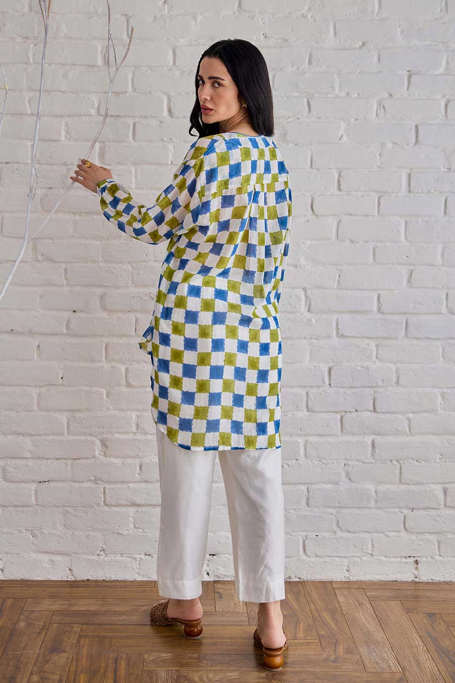 Blue Willow Handblock Print Cotton Shirt