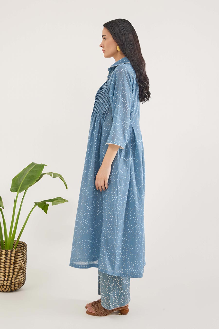 Dewdrop Dance Handblock Print Cotton Dress