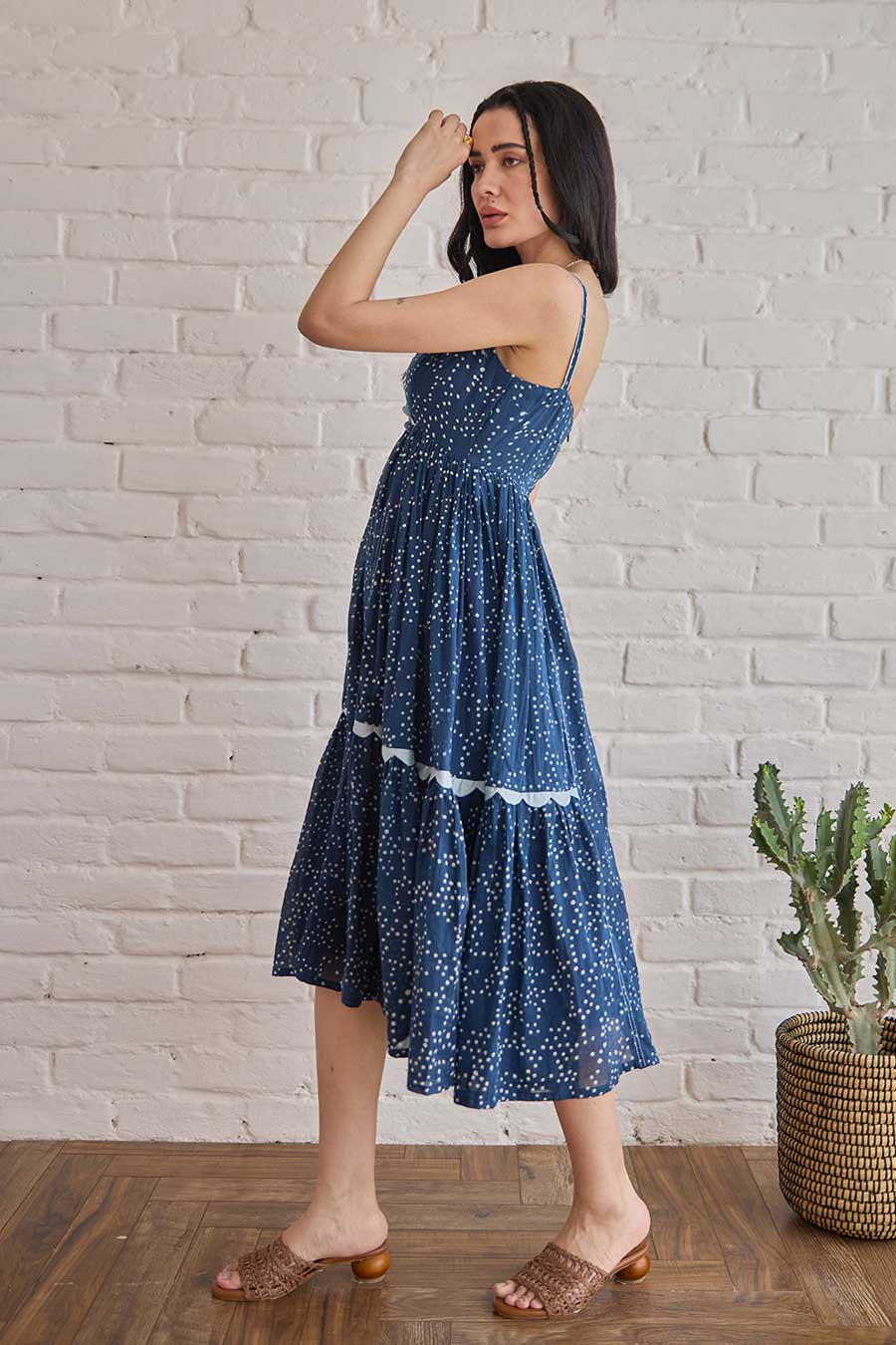 Starlit Indigo Handblock Print Cotton Dress