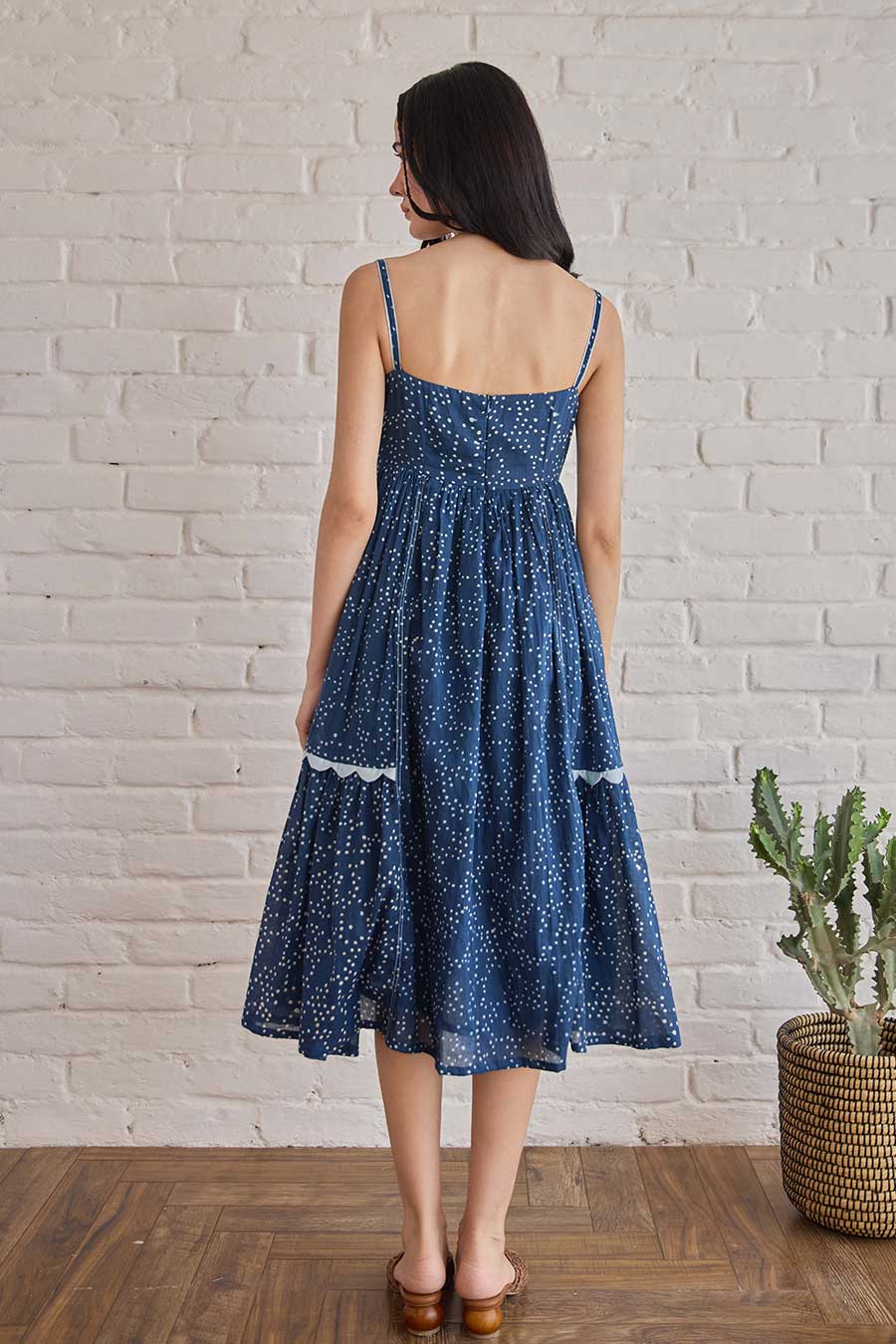 Starlit Indigo Handblock Print Cotton Dress