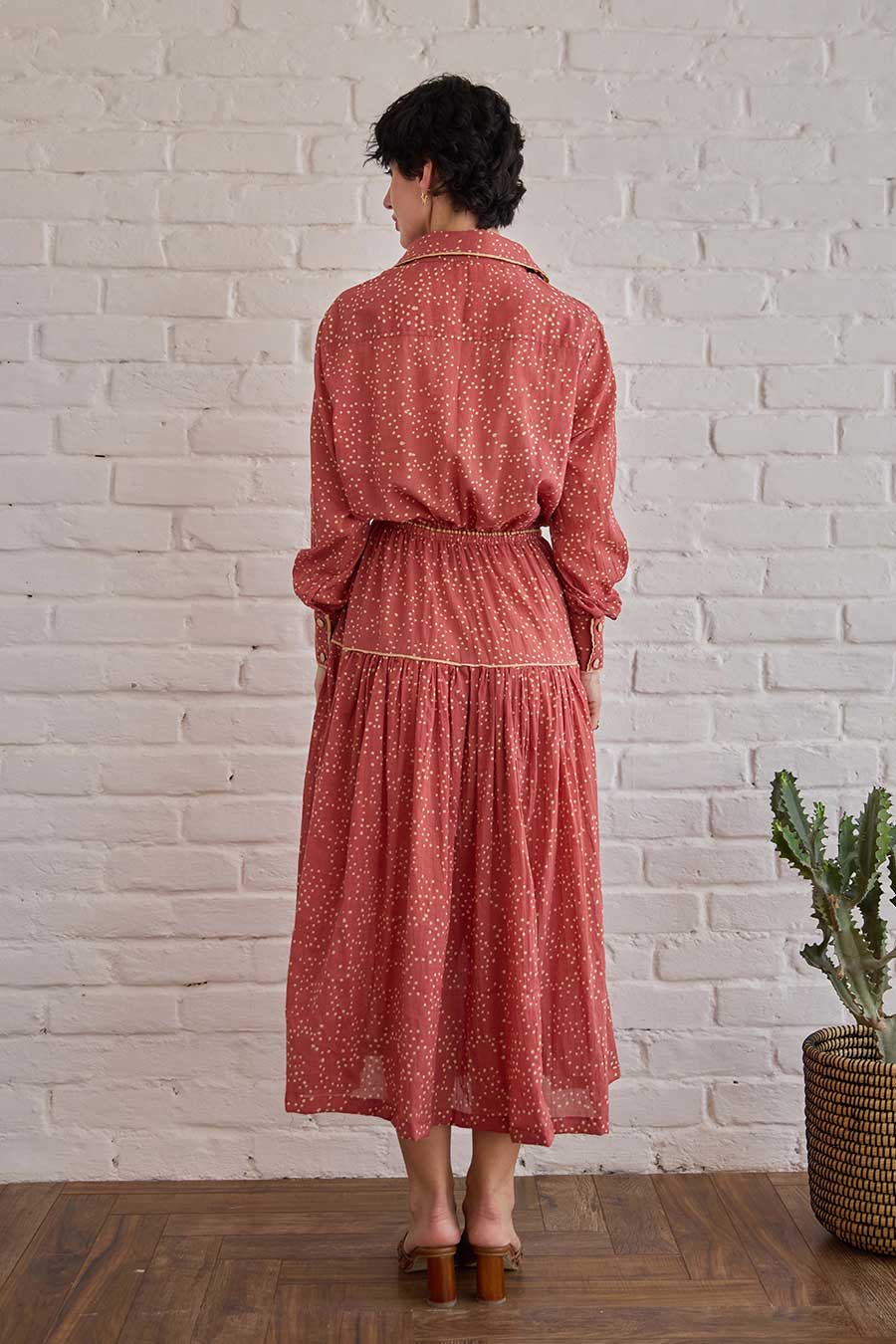 Rose Whisper Handblock Print Cotton Dress