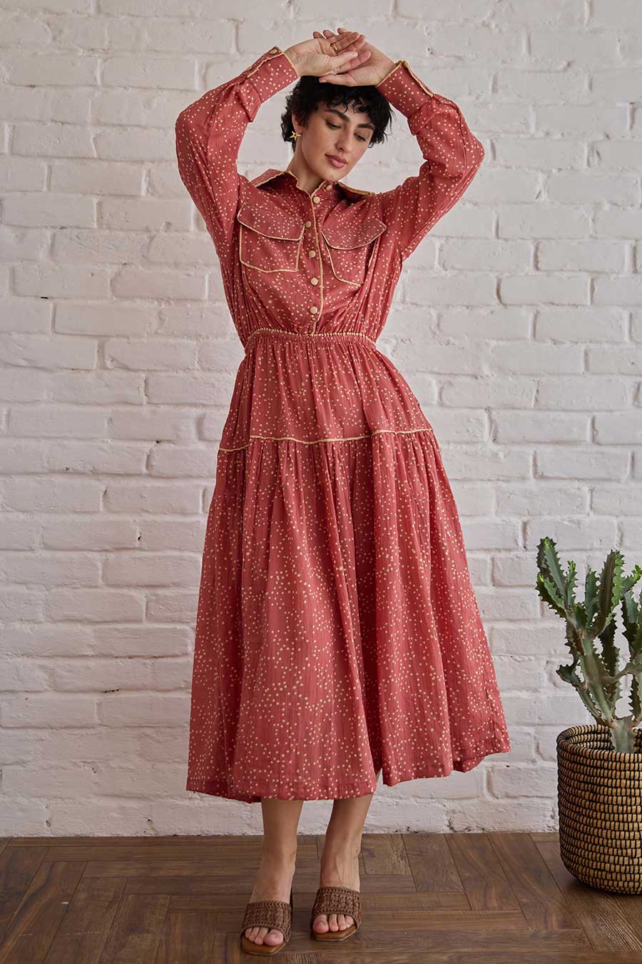 Rose Meadow Handblock Print Cotton Shirt