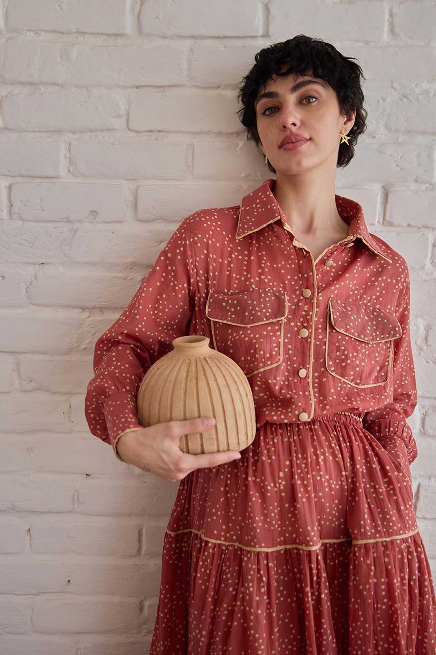 Rose Meadow Handblock Print Cotton Shirt