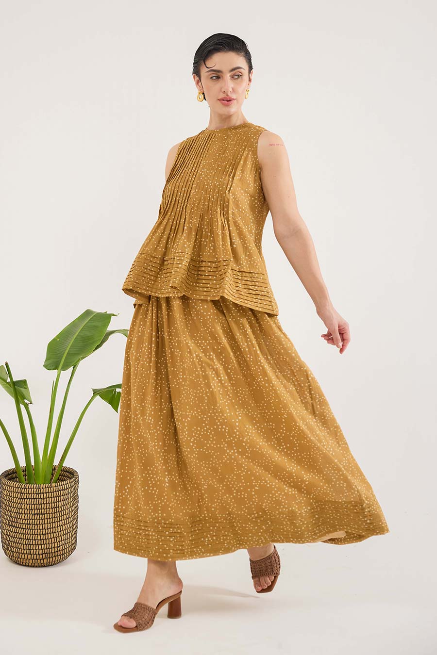 Mustard Mirage Handblock Print Co-Ord Set
