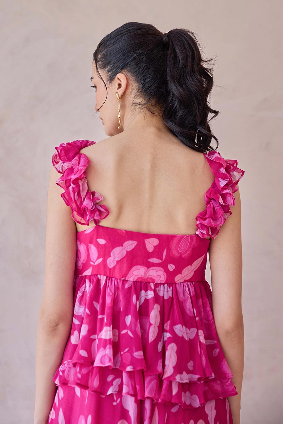 Rosa Aurelia Pink Chiffon Printed Dress