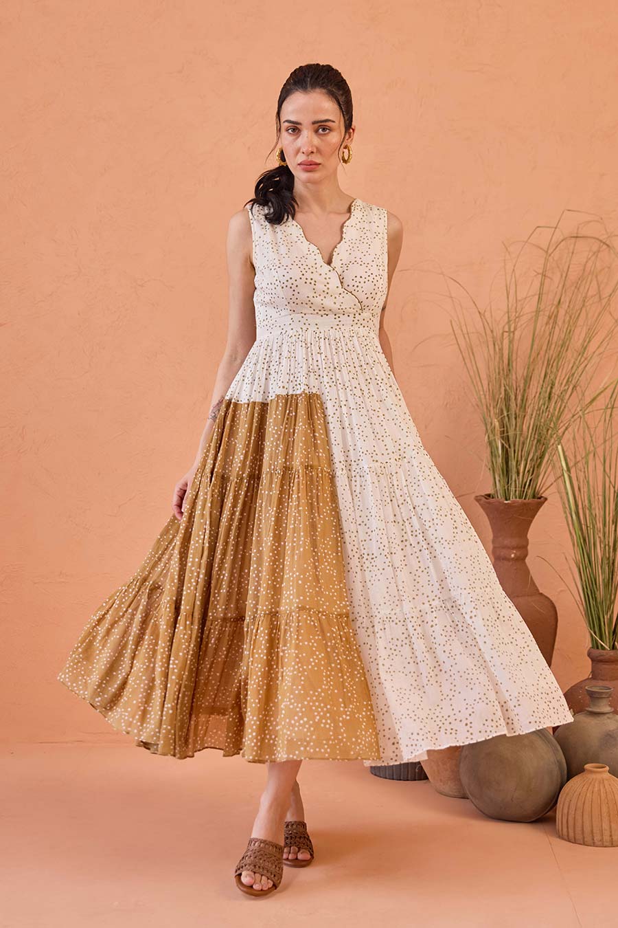 Coconut Dust Handblock Print Cotton Dress