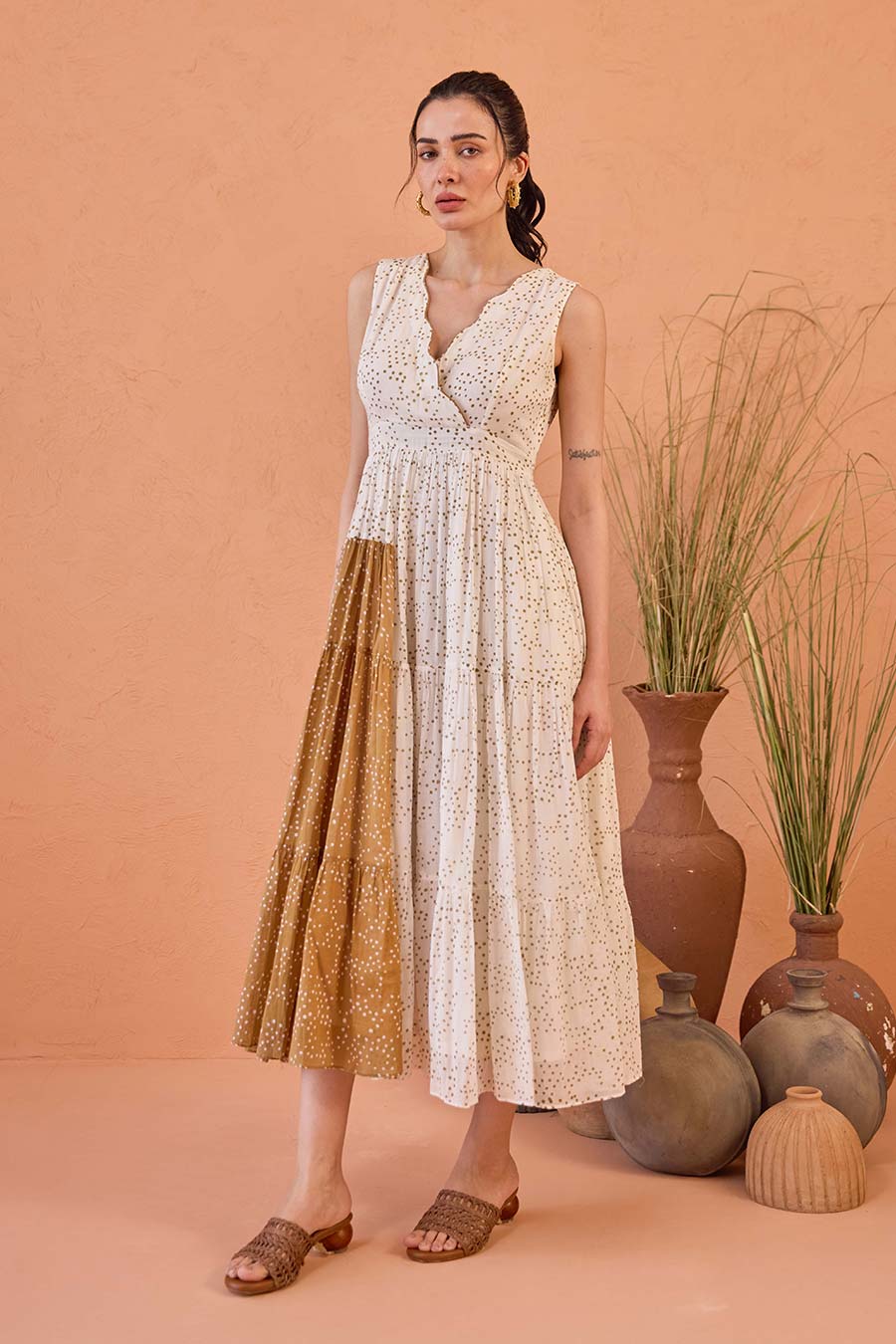 Coconut Dust Handblock Print Cotton Dress