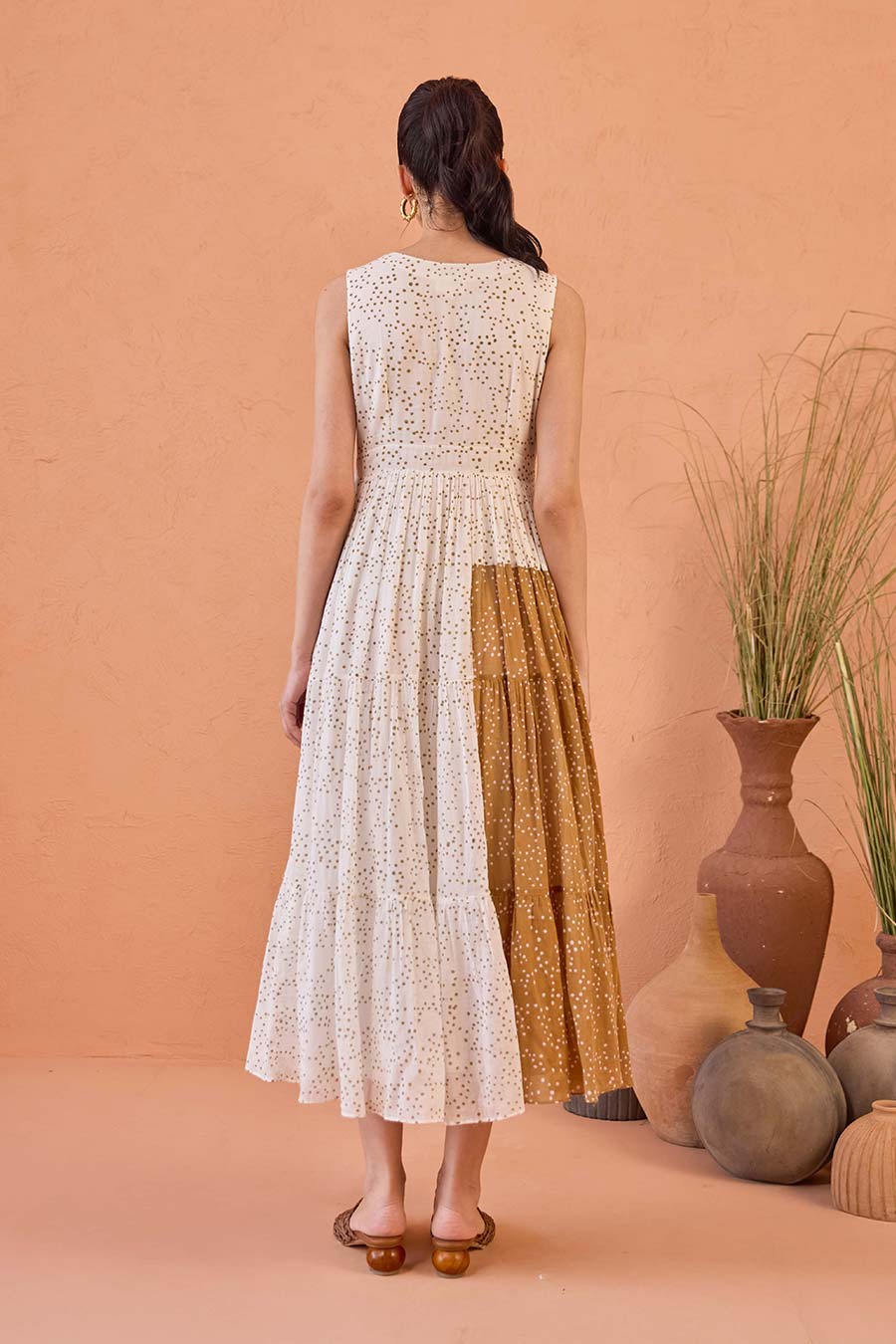 Coconut Dust Handblock Print Cotton Dress