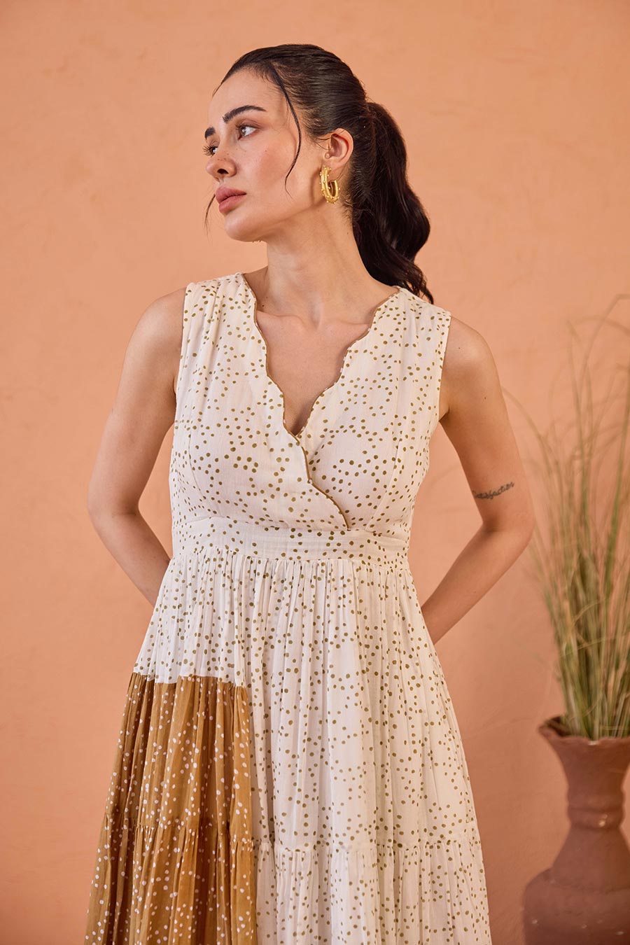 Coconut Dust Handblock Print Cotton Dress