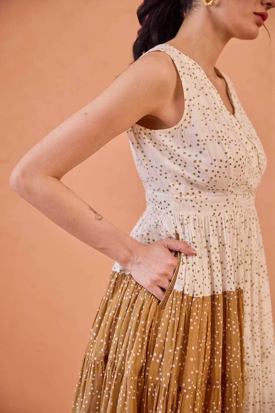Coconut Dust Handblock Print Cotton Dress