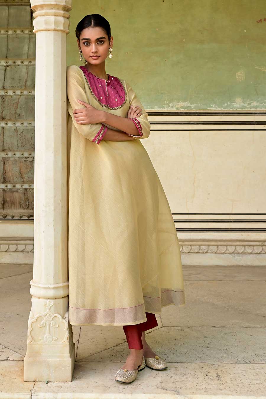 Afreen Golden Kurta & Pant Set